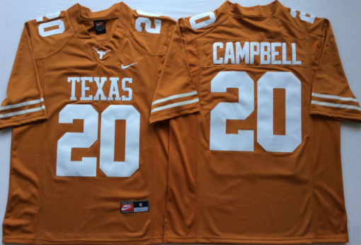 Texas Longhorns 20 Earl Campbell Orange NCAA Jersey