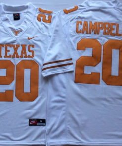 Texas Longhorns 20 Earl Campbell White NCAA Jersey