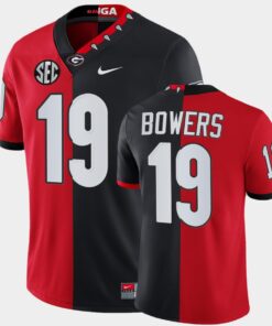 Georgia Bulldogs #19 Brock Bowers Red & Black Split Edition Mascot 100th Anniversary Jersey