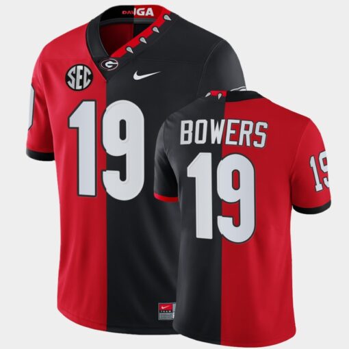 Georgia Bulldogs #19 Brock Bowers Red & Black Split Edition Mascot 100th Anniversary Jersey