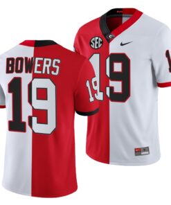 Georgia Bulldogs #19 Brock Bowers 2021-22 Split Edition Red & White Jersey