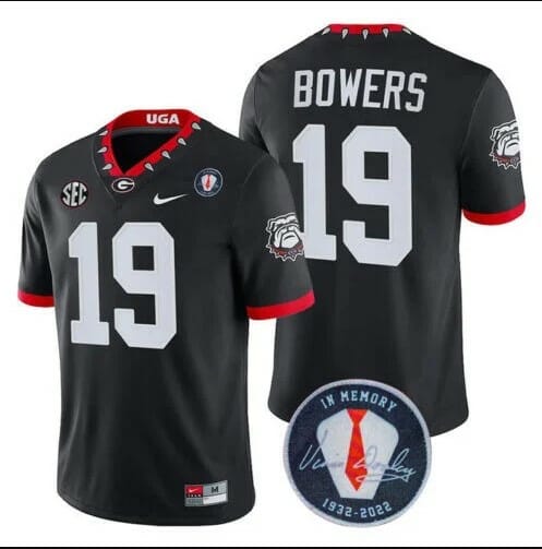 Georgia Bulldogs Brock Bowers #19 Jersey Honoring Vince Dooley Patch Black