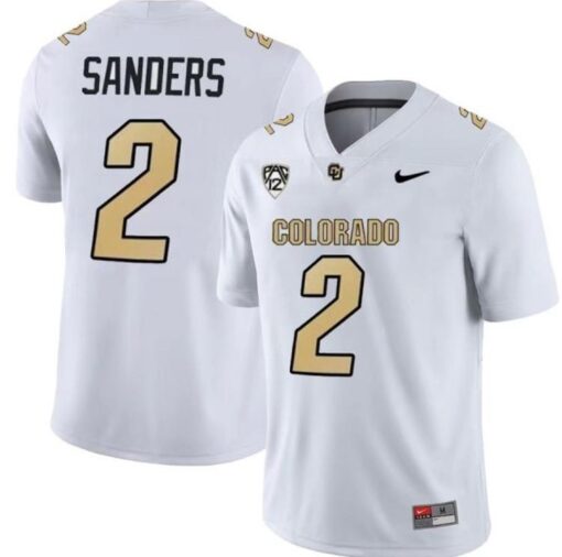 Colorado Buffaloes #2 Shedeur Sanders White 2023 F.U.S.E. Stitched Football Jer