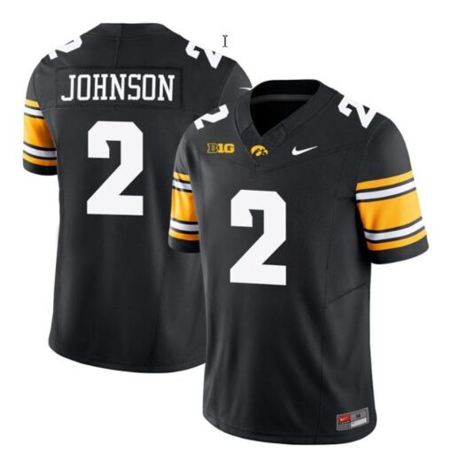 Men's Kaleb Johnson Jersey #2 Iowa Hawkeyes CollegeBlack