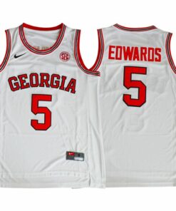 Men's Georgia Bulldogs #5 Anthony Edwards NCAA Basketball Jersey White