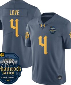 Mens Notre Dame Shamrock Series 2024 Jersey Number 4 Name On The Back