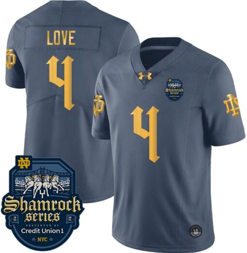 Mens Notre Dame Shamrock Series 2024 Jersey Number 4 Name On The Back