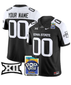 Custom Iowa State Cyclones Jersey 2025 PopTarts Bowl Patch Black Alternate